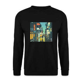Tokyo Landscape - Unisex Sweatshirt - black - Front - Alina (178cm) & Michal (187cm)