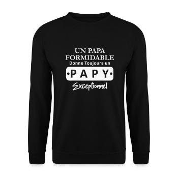 Papa formidable donne toujours Papy exceptionnel - Sweat-shirt Unisexe - noir - Devant - Alina (178cm) & Michal (187cm)