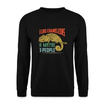 I Like Chameleons & Maybe 3 People Lizard Lover Re - Unisex Pullover - Schwarz - Vorne - Alina (178cm) & Michal (187cm)