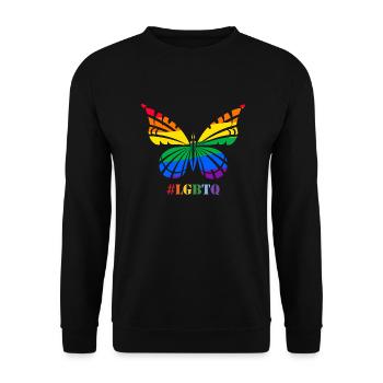 Mois de la fierté gay LGBT Gay Rainbow Love Butterfly - Sweat-shirt Unisexe - noir - Devant - Alina (178cm) & Michal (187cm)