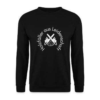 Holzfäller aus Leidenschaft - Unisex Pullover - Schwarz - Vorne - Alina (178cm) & Michal (187cm)