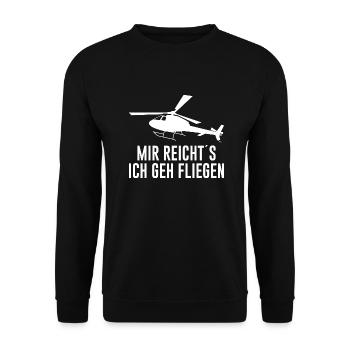 Helikopter Geschenk Pilot lustiger Spruch - Unisex Pullover - Schwarz - Vorne - Alina (178cm) & Michal (187cm)