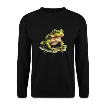 Grass frog sitting in puddle of water - Unisex Sweatshirt - black - Front - Alina (178cm) & Michal (187cm)