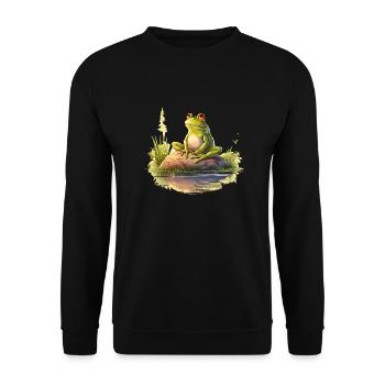 Frog dreaming in the evening sun - Unisex Sweatshirt - black - Front - Alina (178cm) & Michal (187cm)
