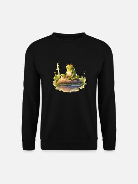 Frosch träumt in der Abendsonne - Unisex Pullover - Schwarz