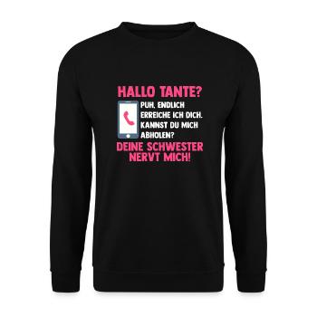 Patentante Neffe Nichte Tante - Unisex Pullover - Schwarz - Vorne - Alina (178cm) & Michal (187cm)