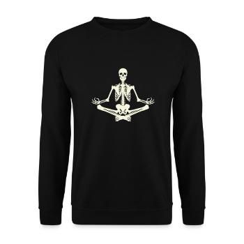 7 Sukhasana ou Agréable | Squelette de couleur osseuse - Sweat-shirt Unisexe - noir - Devant - Alina (178cm) & Michal (187cm)