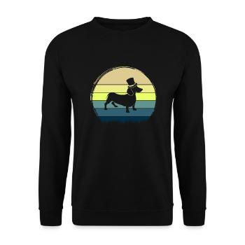 Retro sol med gravhund - Unisex sweater - sort - Foran - Alina (178cm) & Michal (187cm)
