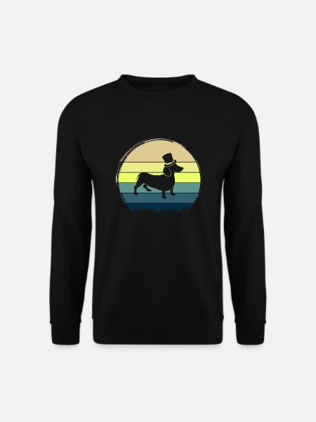 Retro sun with dachshund - Unisex Sweatshirt - black