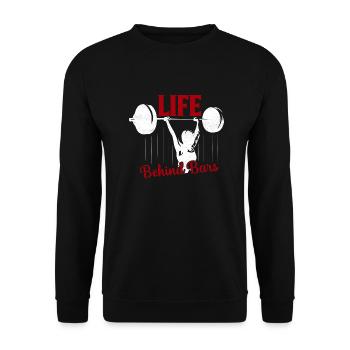Life Behind Bars Workout Training Weight Lifting - Unisex Sweatshirt - black - Front - Alina (178cm) & Michal (187cm)