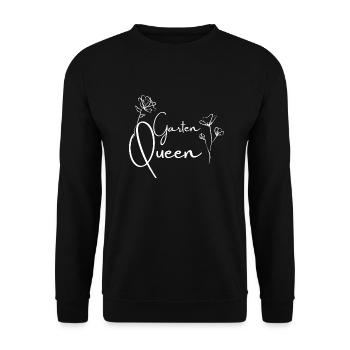 Blütenkönigin: Entdecke die 'Garten Queen' in Dir! - Unisex Pullover - Schwarz - Vorne - Alina (178cm) & Michal (187cm)