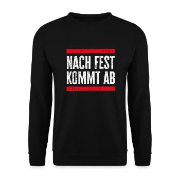 Nach Fest kommt ab! Lustiges Autoliebhaber Design - Unisex Pullover - Schwarz - Vorne - Alina (178cm) & Michal (187cm)