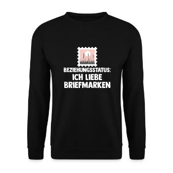 Philatelie Briefmarkensammlung Briefmarkensammler - Unisex Pullover - Schwarz - Vorne - Alina (178cm) & Michal (187cm)