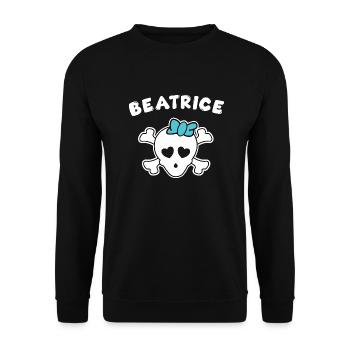 Piratin Beatrice Design für Mädchen und Frauen - Unisex Pullover - Schwarz - Vorne - Alina (178cm) & Michal (187cm)