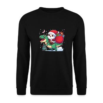 Père Noël et T rex - Sweat-shirt Unisexe - noir - Devant - Alina (178cm) & Michal (187cm)