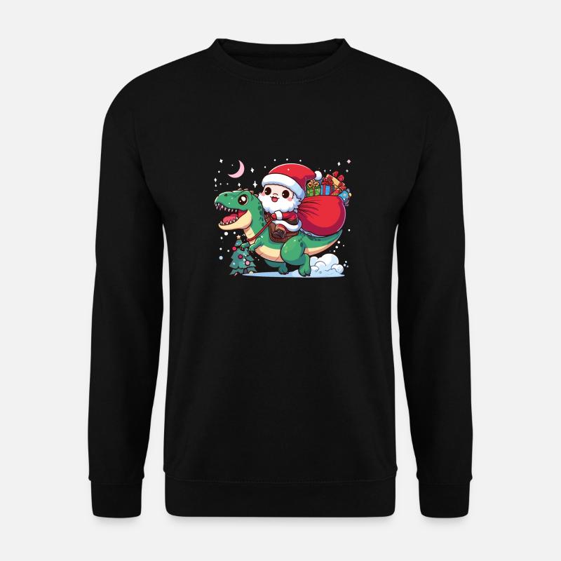 Weihnachtsmann und T-Rex - Unisex Pullover - Schwarz