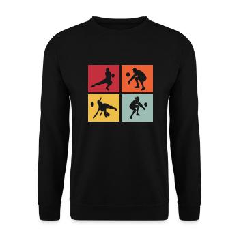 Volleyball Sport Volleyballer Vintage - Unisex Pullover - Schwarz - Vorne - Alina (178cm) & Michal (187cm)