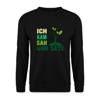 Garten Aussaat Pflanzen Gartenarbeit Gärtner - Unisex Pullover - Schwarz - Vorne - Alina (178cm) & Michal (187cm)