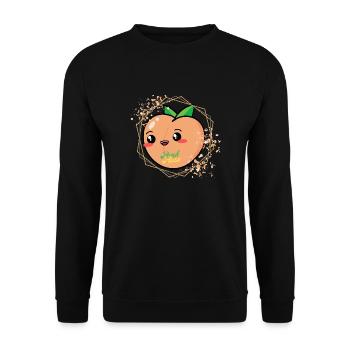 Pfirsich - Peach Please - Unisex Pullover - Schwarz - Vorne - Alina (178cm) & Michal (187cm)