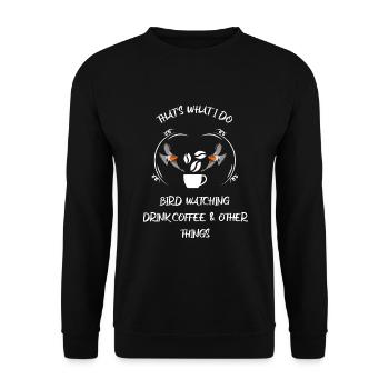 Bird Watching Bird Watching Birding Coffee - Unisex Sweatshirt - black - Front - Alina (178cm) & Michal (187cm)