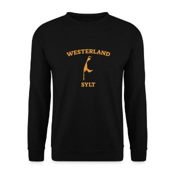 Westerland - Sylt - Nordsee - Anker - Möwe - Insel - Unisex Pullover - Schwarz - Vorne - Alina (178cm) & Michal (187cm)