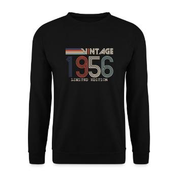 Jahrgang 1956 Jubiläumsgeschenk - Jahrgang 1956 - Unisex Pullover - Schwarz - Vorne - Alina (178cm) & Michal (187cm)