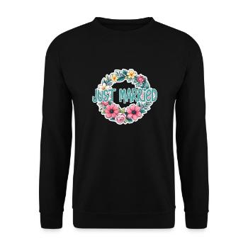 just married - pour mariage - Sweat-shirt Unisexe - noir - Devant - Alina (178cm) & Michal (187cm)