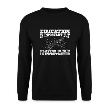 L’éducation est importante Serbie Balkan Gusle - Sweat-shirt Unisexe - noir - Devant - Alina (178cm) & Michal (187cm)