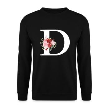 Red Floral Letter D - Unisex Sweatshirt - black - Front - Alina (178cm) & Michal (187cm)