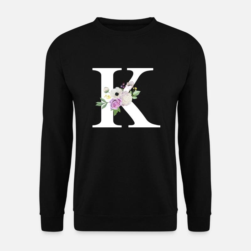 Lila floraler K-Buchstabe - Unisex Pullover - Schwarz