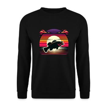 Bass Fish - Unisex Sweatshirt - black - Front - Alina (178cm) & Michal (187cm)