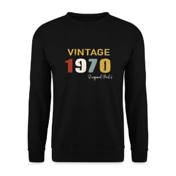 Original parts 1970 - Cadeau d Anniversaire 54 ans - Sweat-shirt Unisexe - noir - Devant - Alina (178cm) & Michal (187cm)