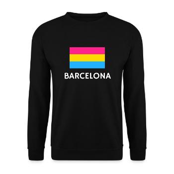 Pan Pride Flagge Barcelona - Unisex Pullover - Schwarz - Vorne - Alina (178cm) & Michal (187cm)