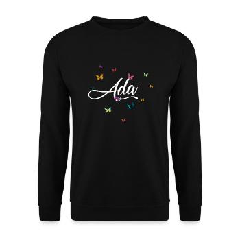 ADA - Girl Name with Colorful Butterflies - Unisex Sweatshirt - black - Front - Alina (178cm) & Michal (187cm)