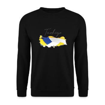 Turkey Türkiye Map Framed Volleyball TR - Unisex Sweatshirt - black - Front - Alina (178cm) & Michal (187cm)