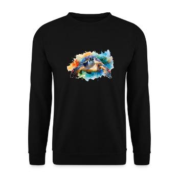 A water turtle in colorful watercolor style - Unisex Sweatshirt - black - Front - Alina (178cm) & Michal (187cm)