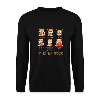 Ramen Liebhaber Shiba Inu Hund Japanische Nudeln - Unisex Pullover - Schwarz - Vorne - Alina (178cm) & Michal (187cm)