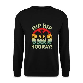 Hip Hip Hurra Hüftersatz Lustige Physiotherapie - Unisex Pullover - Schwarz - Vorne - Alina (178cm) & Michal (187cm)