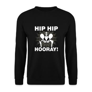 Hip Hip Hurra Hüftersatz Lustige Physiotherapie - Unisex Pullover - Schwarz - Vorne - Alina (178cm) & Michal (187cm)