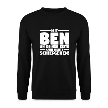 Vorname Ben - Unisex Pullover - Schwarz - Vorne - Alina (178cm) & Michal (187cm)