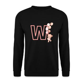 Lettre w rose ours - Sweat-shirt Unisexe - noir - Devant - Alina (178cm) & Michal (187cm)