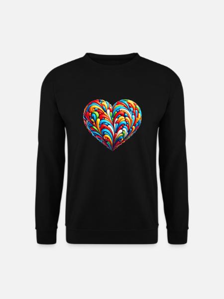 Buntes Regenbogen Herz - Unisex Pullover - Schwarz