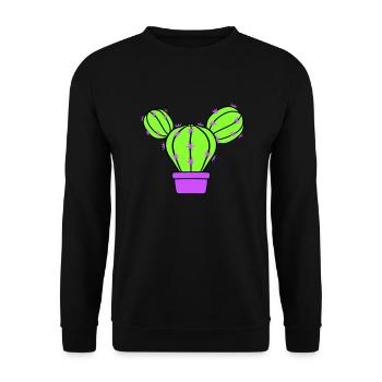 Small Cactus Spines Desert Cacti Flower Pot - Unisex Sweatshirt - black - Front - Alina (178cm) & Michal (187cm)
