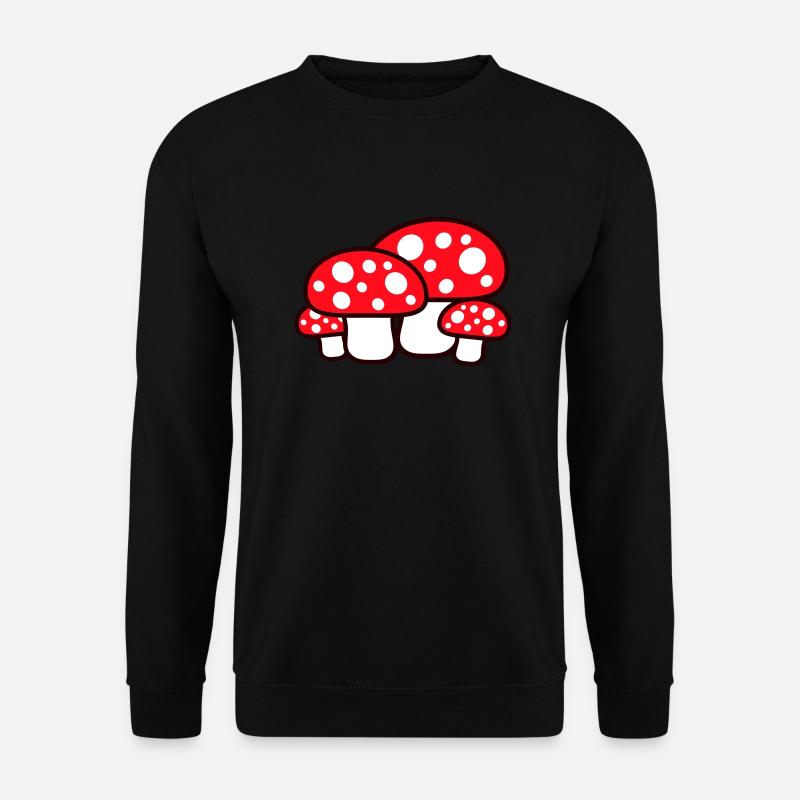 Viele Pilze Rote Punkte Muster Fliegenpilz Fungus - Unisex Pullover - Schwarz