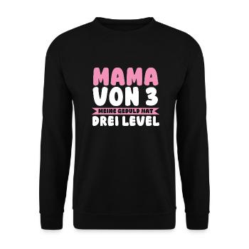 Mama Von 3 Kindern - Unisex Pullover - Schwarz - Vorne - Alina (178cm) & Michal (187cm)