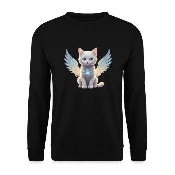 Angelic Cat - Unisex Sweatshirt - black - Front - Alina (178cm) & Michal (187cm)