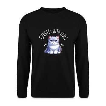 British Shorthair Cat Pet Drôle de dicton - Sweat-shirt Unisexe - noir - Devant - Alina (178cm) & Michal (187cm)