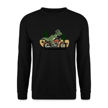 T-Rex on a Motorcycle - Unisex Sweatshirt - black - Front - Alina (178cm) & Michal (187cm)