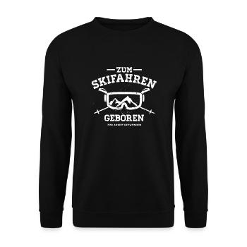 Zum Skifahren geboren zur Arbeit gezwungen Vintage - Unisex Pullover - Schwarz - Vorne - Alina (178cm) & Michal (187cm)