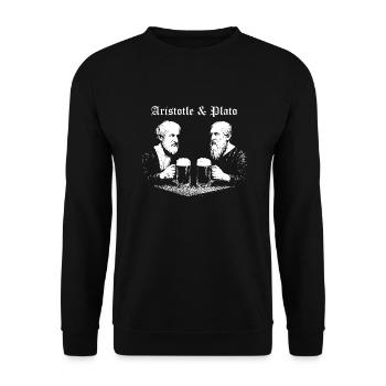 Aristotle and Plato drinking beer - Unisex Sweatshirt - black - Front - Alina (178cm) & Michal (187cm)